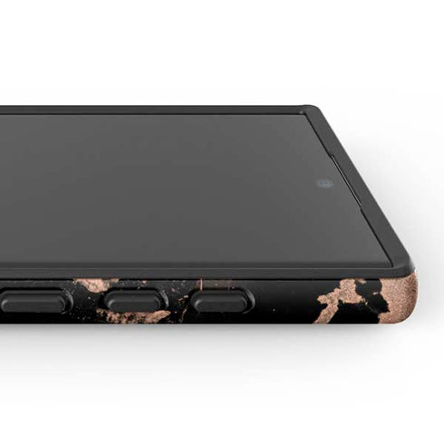 Black and Rose Gold Marble Split Galaxy S25 Ultra Impact Case